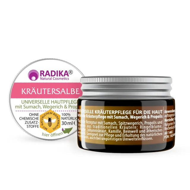 Univerzální bylinná mast se škumpou, jitrocelem a propolisem - 30 ml - Bioherba