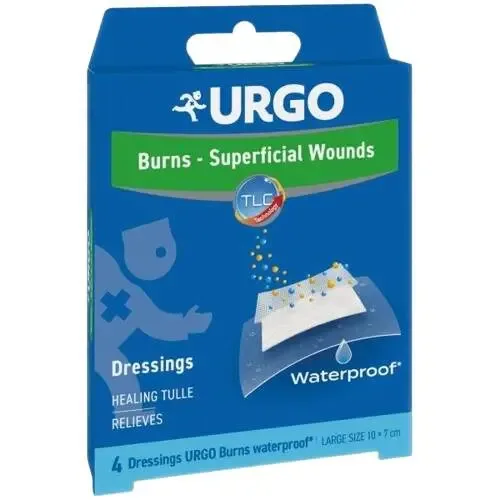 Urgo Burns Voděodolné náplasti na popáleniny 10 x 7 cm 4 ks