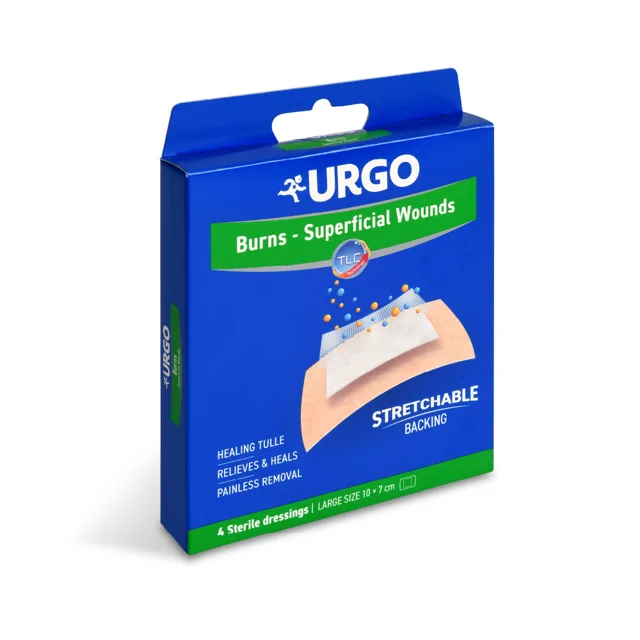 Urgo Burns Voděodolné náplasti na popáleniny 10x7cm 4ks