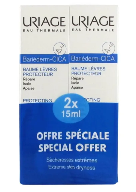 Uriage Sada ochranných balzámů na rty Bariéderm Cica 2 x 15 ml