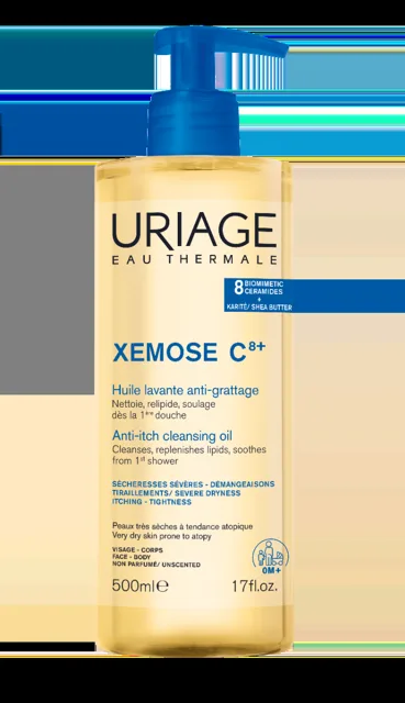 Uriage Xémose C8+ Zklidňující mycí olej pro suchou až atopickou pokožku 500 ml