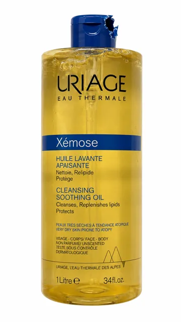 Uriage Xémose Cleansing Soothing Oil 1 l –  mycí olej pro velmi suchou pokožku (poškozený aplikátor)
