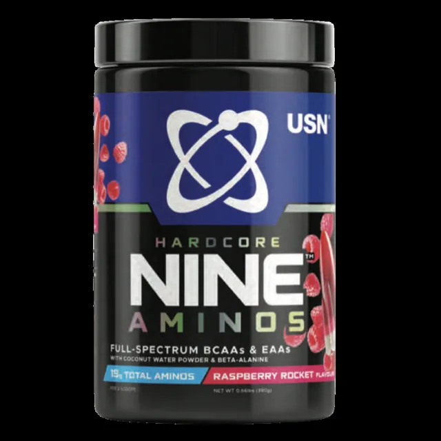 USN HardCore Nine Aminos 390g - malinová raketa