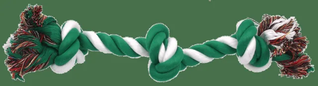 Uzel Dog Fantasy bavlněný zeleno-bílý 3 knoty 40cm