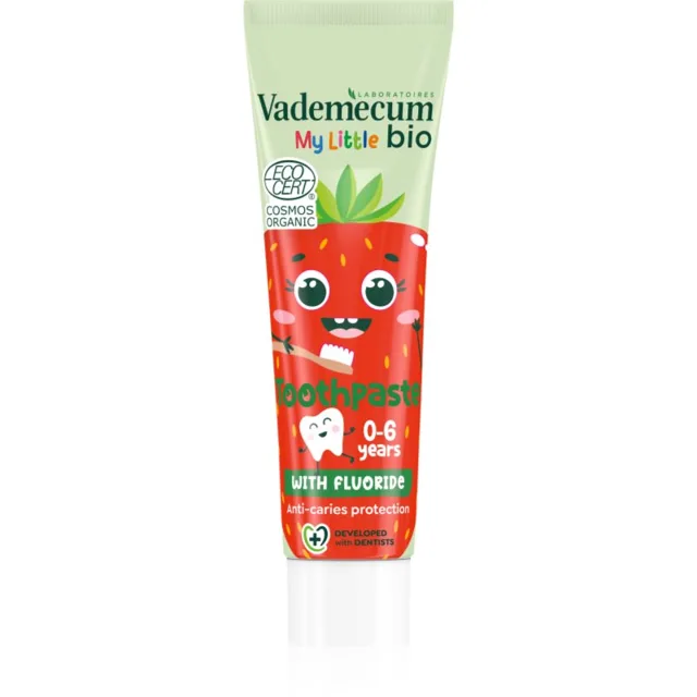 Vademecum BIO My Little Strawberry dětská zubní pasta s fluoridem jahoda 50 ml