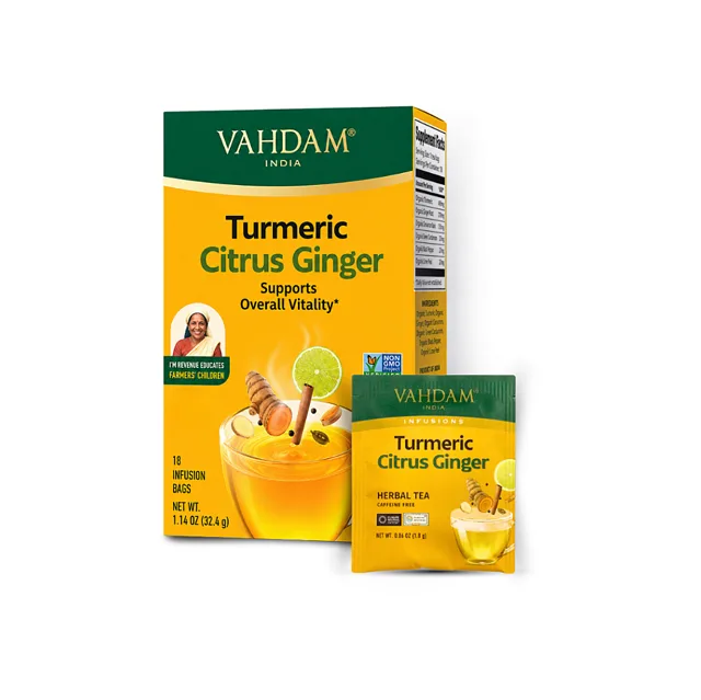 VAHDAM Turmeric citrus Gingger bylinný čaj 18 sáčků