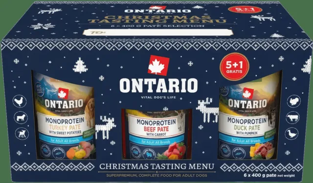 Vánoční degustační balíček konzerv Ontario Pate 5+1 zdarma (6×400 g)