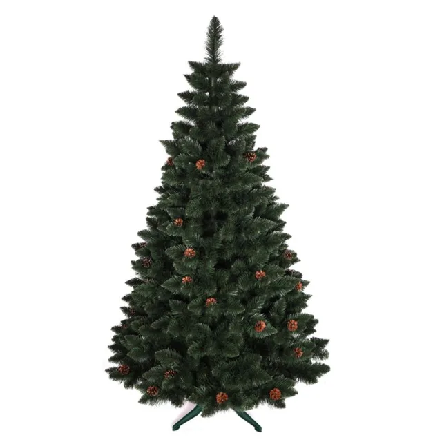 Vánoční hustý stromek borovice s šiškami - 220 cm