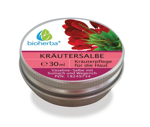 Vazelínová bylinná mast se škumpou a jitrocelem - 30 ml - Bioherba