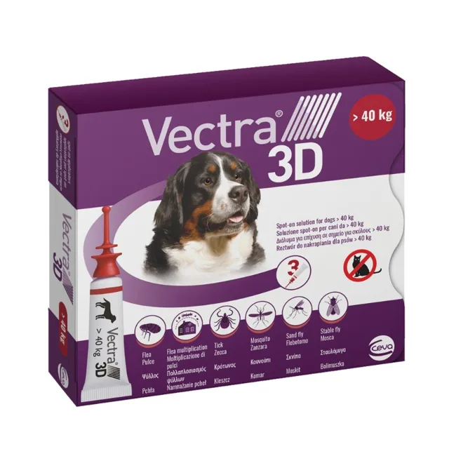 VECTRA 3D Roztok k aplikaci proti blechám a klíšťatům pro psy 40kg v pipetě 3ks