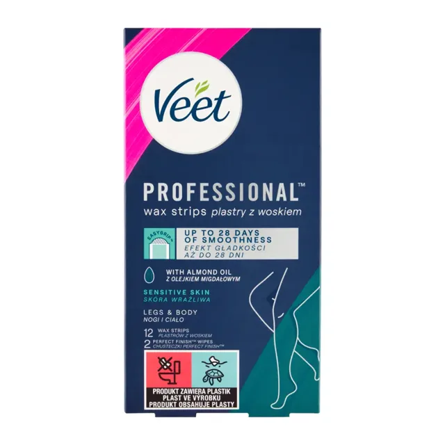Veet Voskové pásky na nohy a tělo pro citlivou pokožku 12 ks