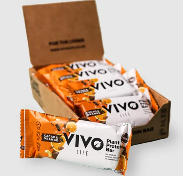 VEGAN Protein tyčinka VIVO LIFE - Kakao & Orange (12 ks - BOX)