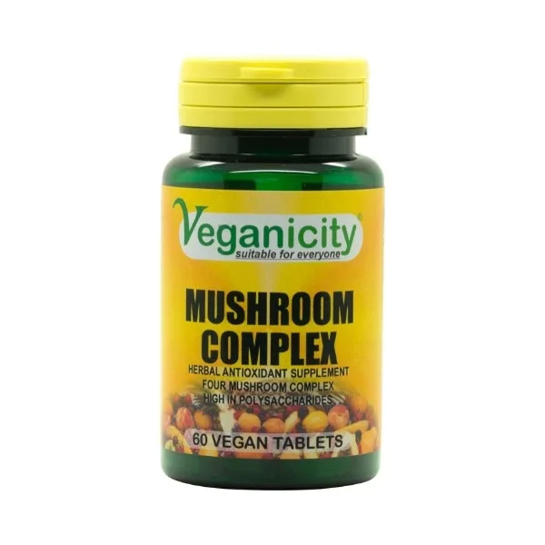 Veganicity Houbový komplex - Reishi, Cordyceps, Shiitake a Maitake, 60 tablet