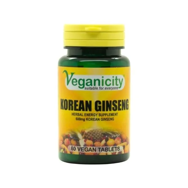 Veganicity Korejský ženšen 600mg, 60 tablet