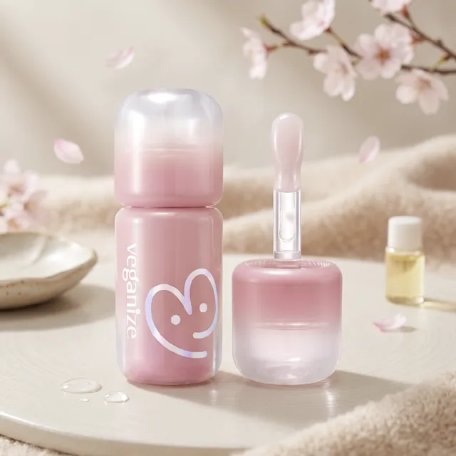 VEGANIZE - 4D Dewyshine Lip Oil Pearl Gloss 07 Pink Mellow - Třpytivý olej na rty s perleťovým leskem - 4 g