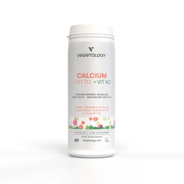 Vegetology Vápník + Vitamín D3 + K2, 60 žvýkacích tablet