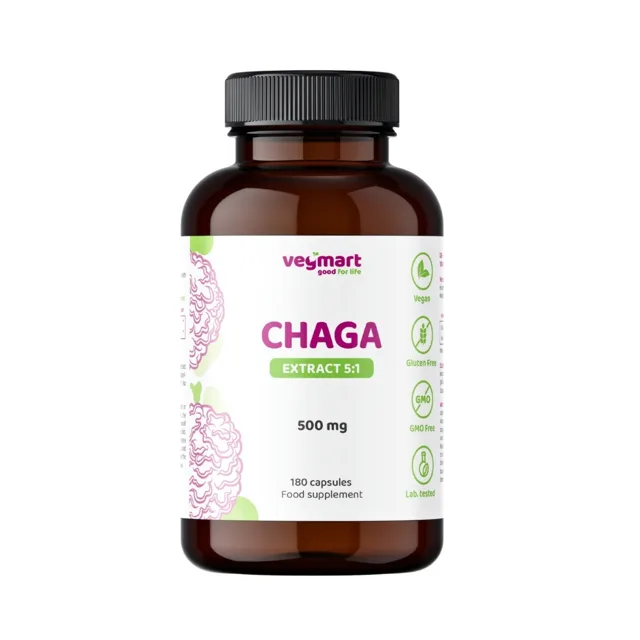 Vegmart Čaga sibiřská 500 mg, 180 kapslí