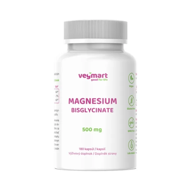 Vegmart Hořčík bisglycinát (chelát) 500 mg, 180 kapslí