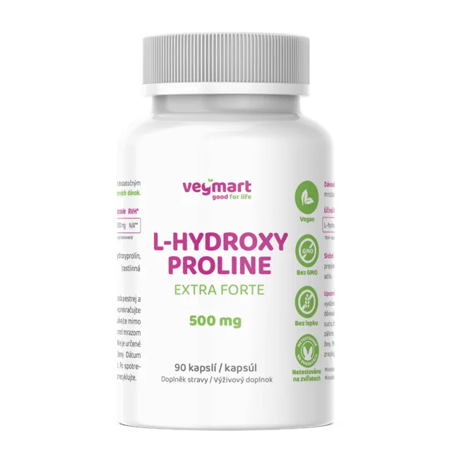Vegmart L-hydroxyprolin Extra Forte 500 mg, 90 kapslí