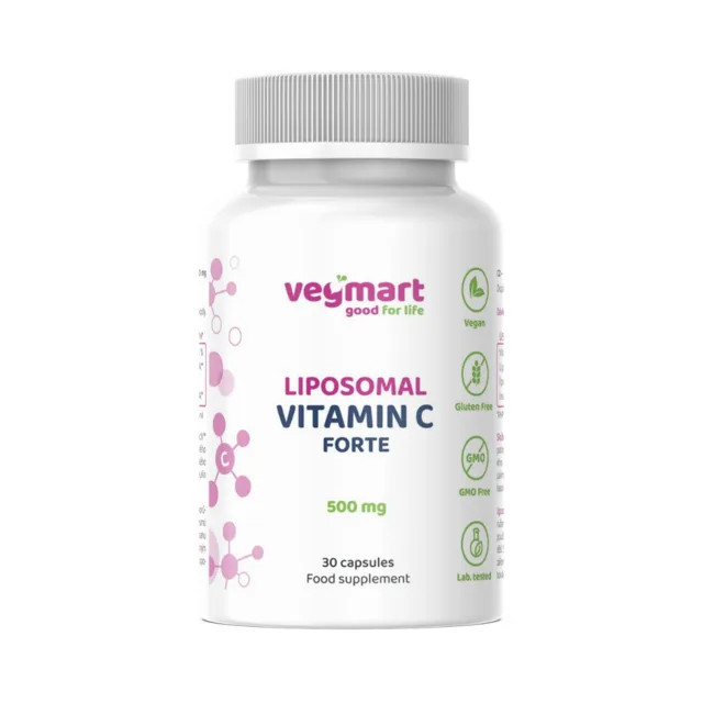 Vegmart Lipozomální Vitamín C (Kyselina L-askorbová) 500 mg, 30 kapslí