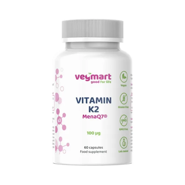 Vegmart MenaQ7® Vitamín K2 MK-7 100 μg, 60 kapslí