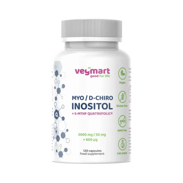 Vegmart Myo / D-chiro inozitol 40:1 + Quatrefolic®, 120 kapslí