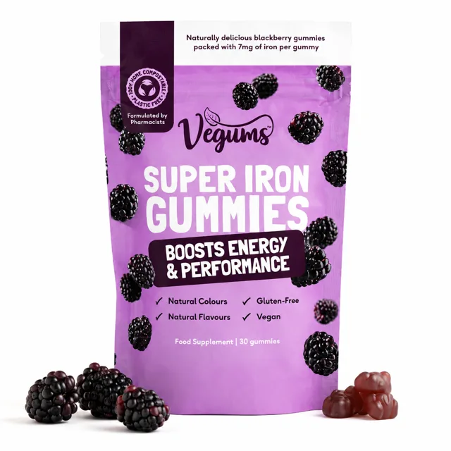 Vegums Super Železo – žvýkací vitamíny (ostružina), 30 gumových bonbonů