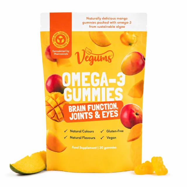 Vegums Žvýkací Omega-3 (mango), 30 gumových bonbonů