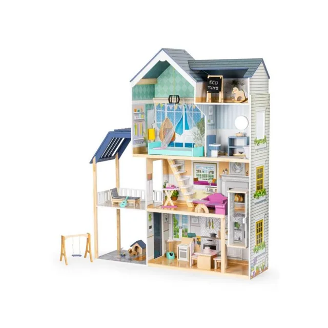 Velký dřevěný domeček pro panenky s balkonem