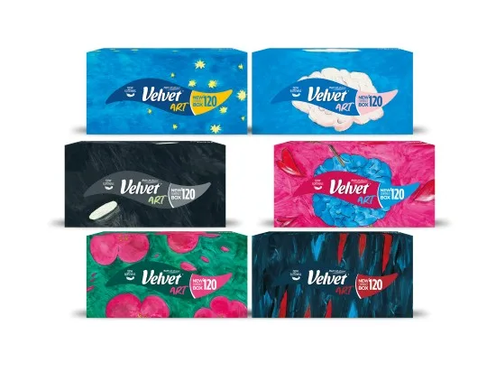 Velvet kosmetické ubrousky 3vrstvé box 120 ks