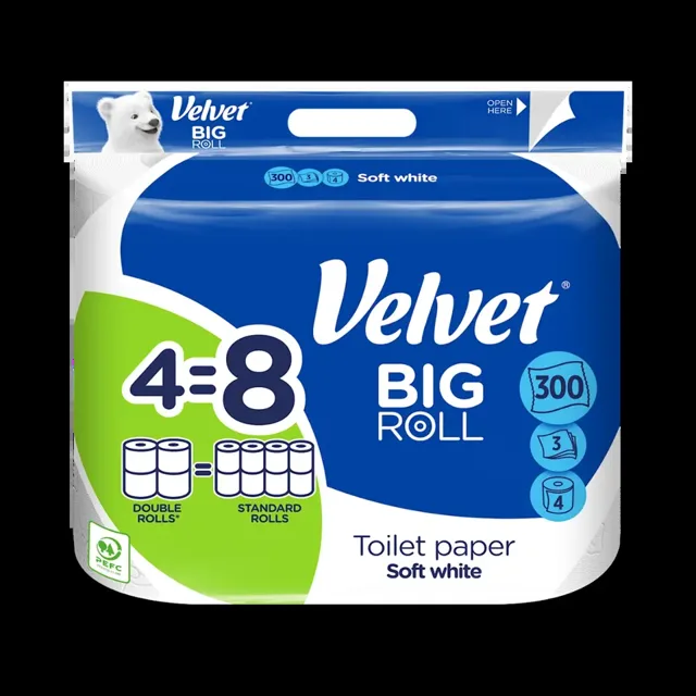 Velvet Toaletní papír BIG ROLL 3vrstvý 4x300 146,4 m