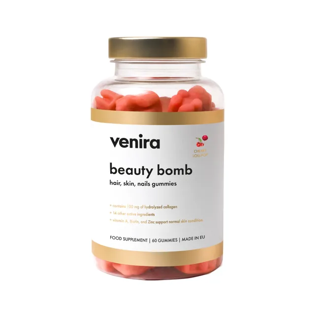 Venira Beauty bomb medvídci pro vlasy, nehty a pleť třešeň 60 ks