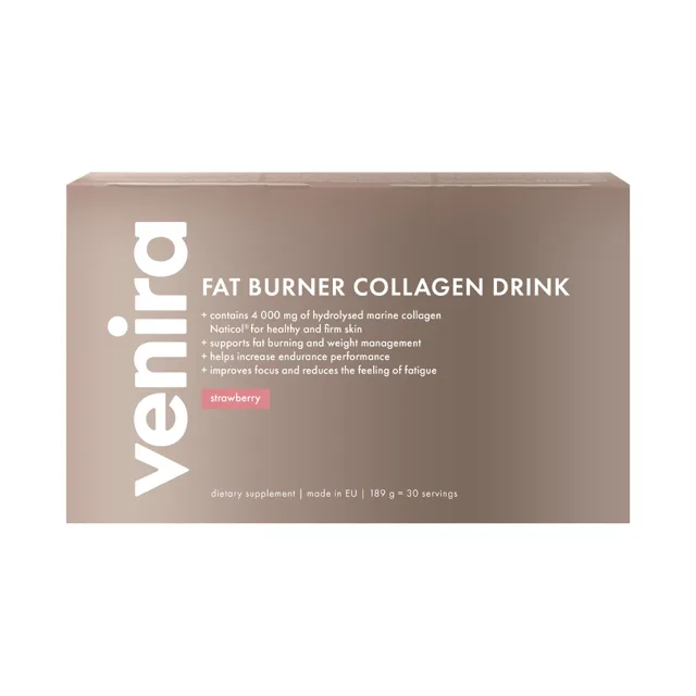 Venira fat burner collagen drink mořský kolagen jahoda 30x6,3 g