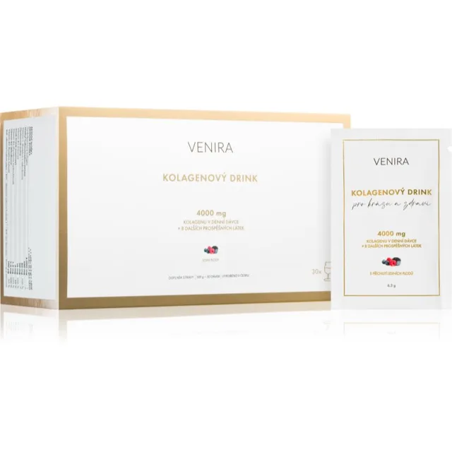 Venira Kolagenové drinky prášek na přípravu nápoje pro krásné vlasy, pleť a nehty příchuť Forest Fruits 30x6.3 g