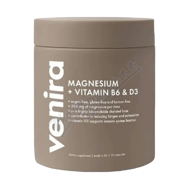 VENIRA Magnesium + Vitamin B6 & D3, 90 kapslí