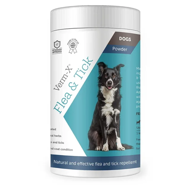 VERM-X přírodní prášek proti blechám a klíšťatům pro psy 70 g