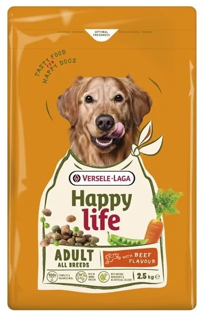 VERSELE-LAGA Happy Life Adult with Beef flavour 2,5kg krmivo pro psy s příchutí hovězího masa