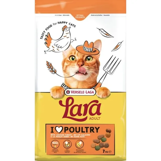 VERSELE-LAGA Lara Adult Turkey and Chicken 7 kg s krůtím a kuřecím masem pro kočky