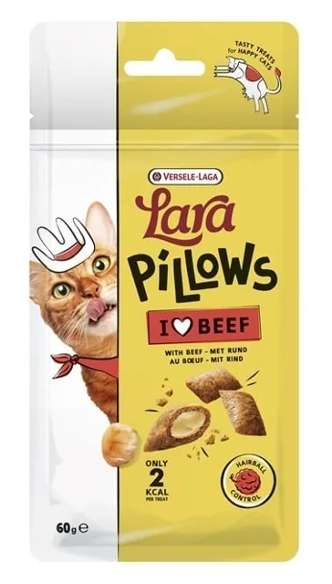 VERSELE-LAGA Lara Snack Pillows with Beef Hairball Control 60g pamlsek podporující eliminaci chlupových koulí