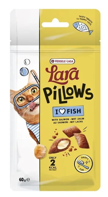 VERSELE-LAGA Lara Snack Pillows with Salmon Happy Fur 60g pamlsek podporující krásnou srst