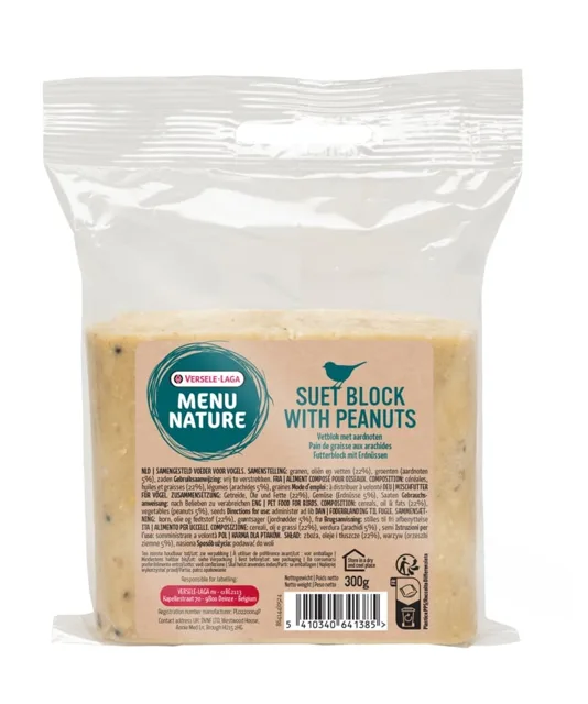 VERSELE-LAGA Menu Nature Blokové krmivo s arašídovým tukem pro volně žijící ptáky 300g