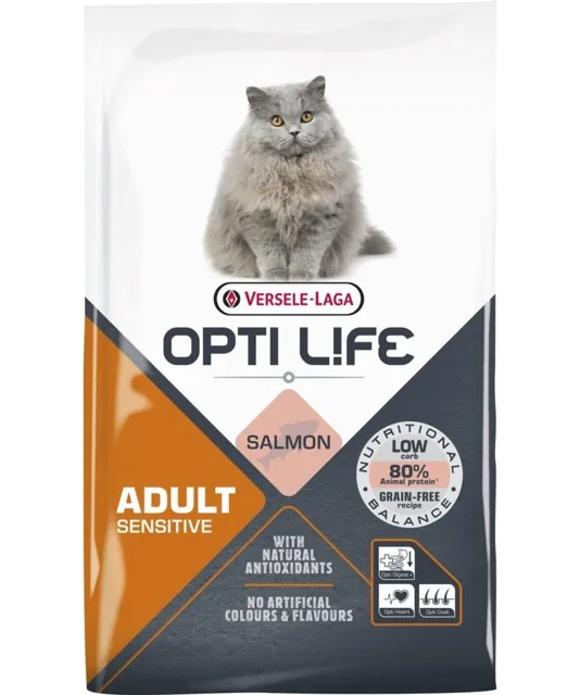 VERSELE-LAGA Opti Life Cat Adult Sensitive Salmon 7.5 kg pro citlivé dospělé kočky