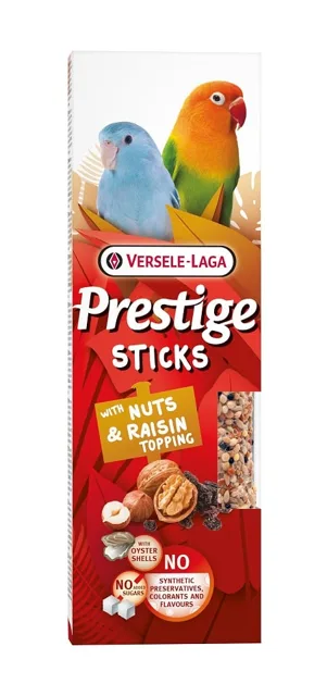 VERSELE-LAGA Prestige Sticks 2 klasy s ořechy a rozinkovou polevou pro malé papoušky 60g