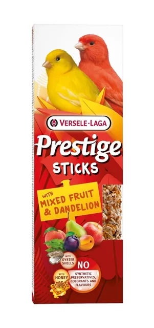 VERSELE-LAGA Prestige Sticks 2 klasy s ovocnou směsí a pampeliškou pro kanáry 60g