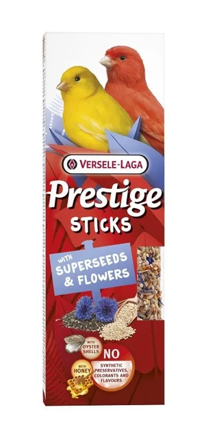 VERSELE-LAGA Prestige Sticks 2 klasy s vysoce výživnými semínky a květy pro kanáry 60g