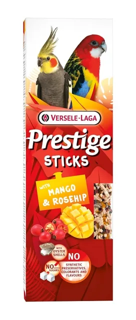 VERSELE-LAGA Prestige Sticks 2 tyčinky s mangem a šípky pro střední papoušky 140 g