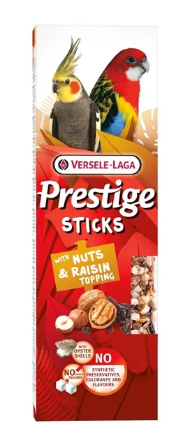 VERSELE-LAGA Prestige Sticks 2 tyčinky s ořechy a rozinkami pro střední papoušky 140 g