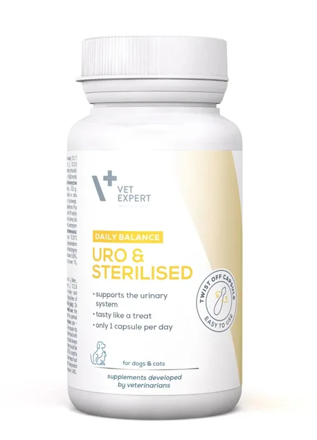 VET EXPERT Daily Balance Uro and Sterilized podpora močového systému pro psy a kočky 30 kapslí