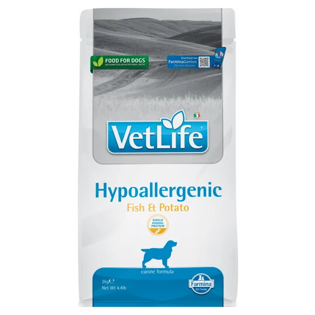 VET LIFE Natural Hypo Fish & Potato granule pro psy, Hmotnost balení: 2 kg
