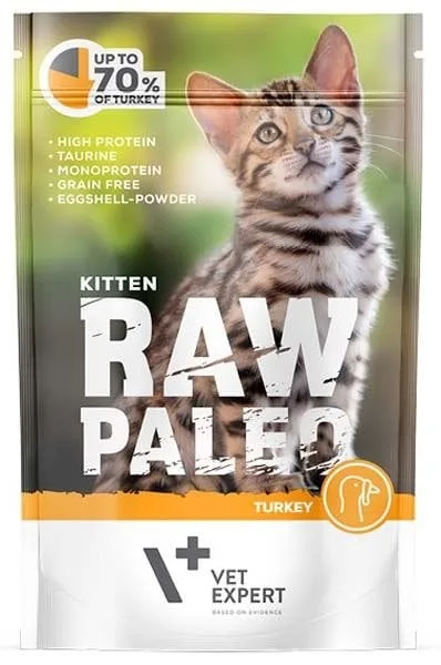 VETEXPERT RAW PALEO Kitten turkey 100 g krůtí kapsička pro koťata